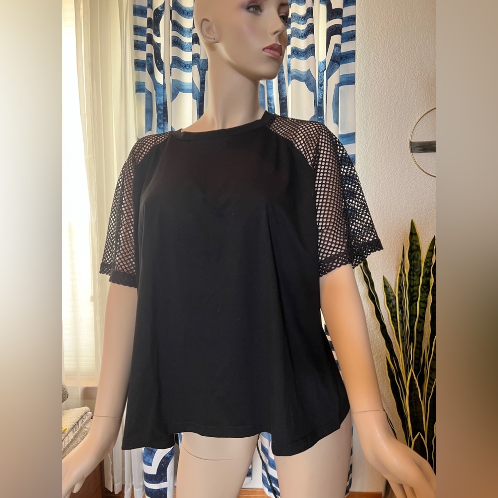 Mesh Sleeve Black Tee Size 2X
